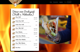 Homepage Konzept 'Hereinschwebende Speisekartenblätter'